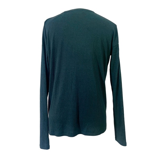 Rag & Bone New York Teal Green V-Neck Long Sleeve Ribbed Knit Top S Small - Picture 4 of 7